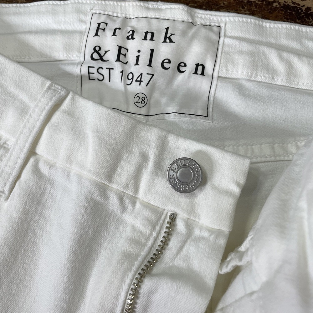 FRANK & EILEEN SLIGO Womens Sz 28 White Cotton Stretch‎ Raw Hem Jeans EXC - Picture 8 of 11